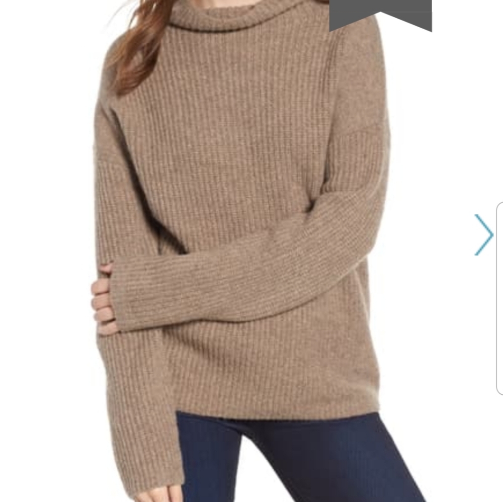 Chelsea28 Rib Turtleneck Sweater Tan Sz Small NWT